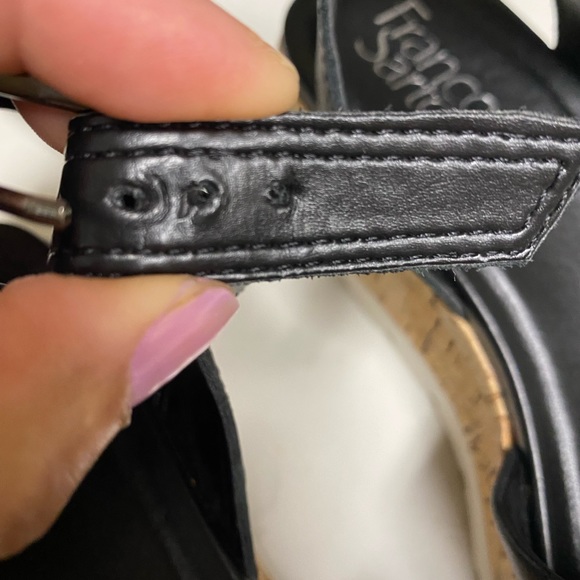 Franco Sarto Women’s Ankle Strap Cork Black Leather Sandals - 7M L-FAE - Picture 13 of 16